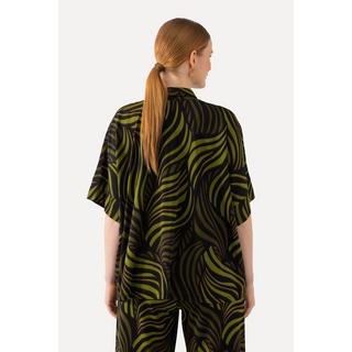 Ulla Popken Blusa Slinky Stampa Foglie di Palma Collo Camicia Mezza Manica  