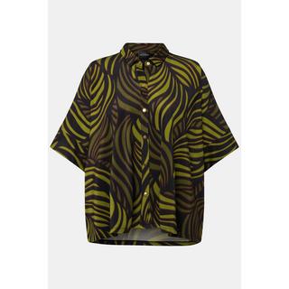 Ulla Popken Blusa Slinky Stampa Foglie di Palma Collo Camicia Mezza Manica  