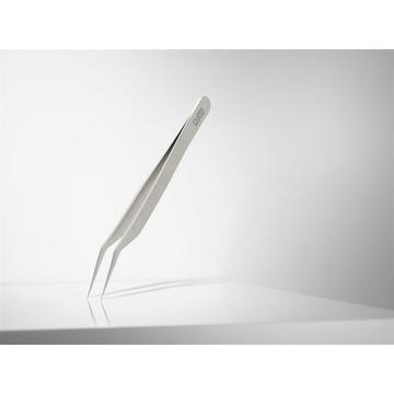 Pinzette für Wimpern, angewinkelt, Inox