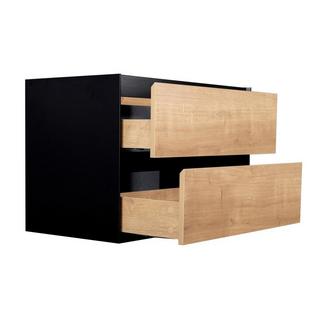 Vente-unique Mobile Lavabo sospeso 80 cm con lavabo a incasso Naturale Chiaro e Nero - LANNICK  