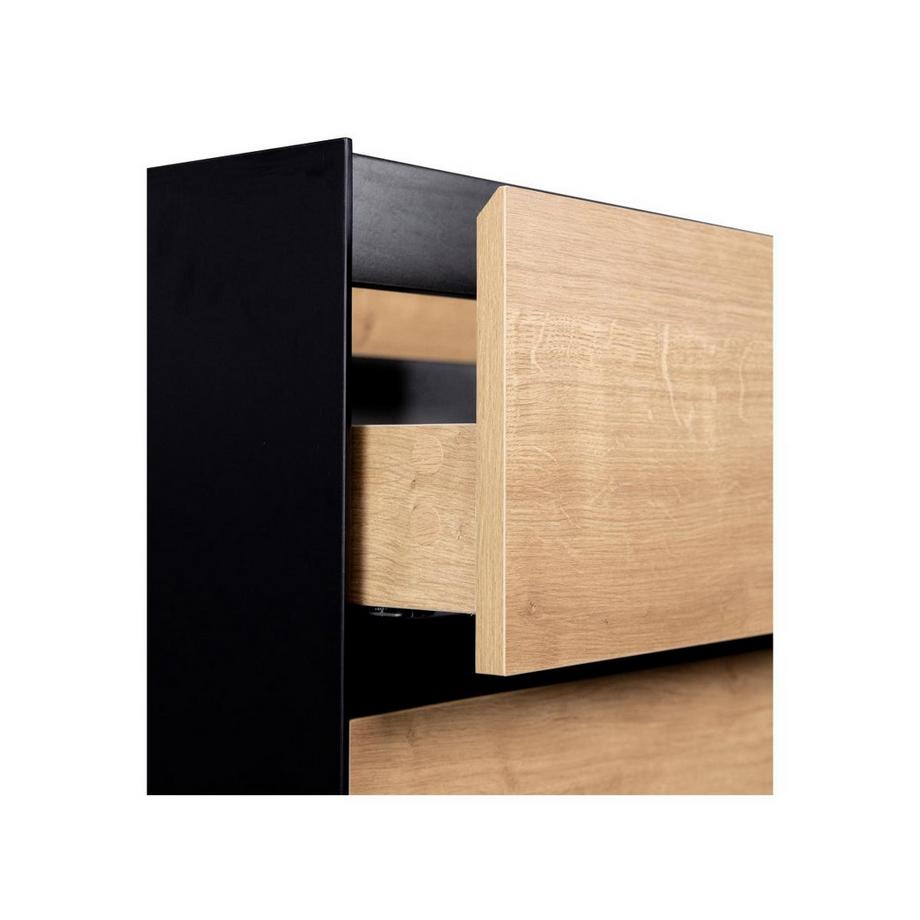 Vente-unique Meuble de salle de bain suspendu avec vasque à encastrer - Coloris naturel clair et noir - 80 cm - LANNICK  