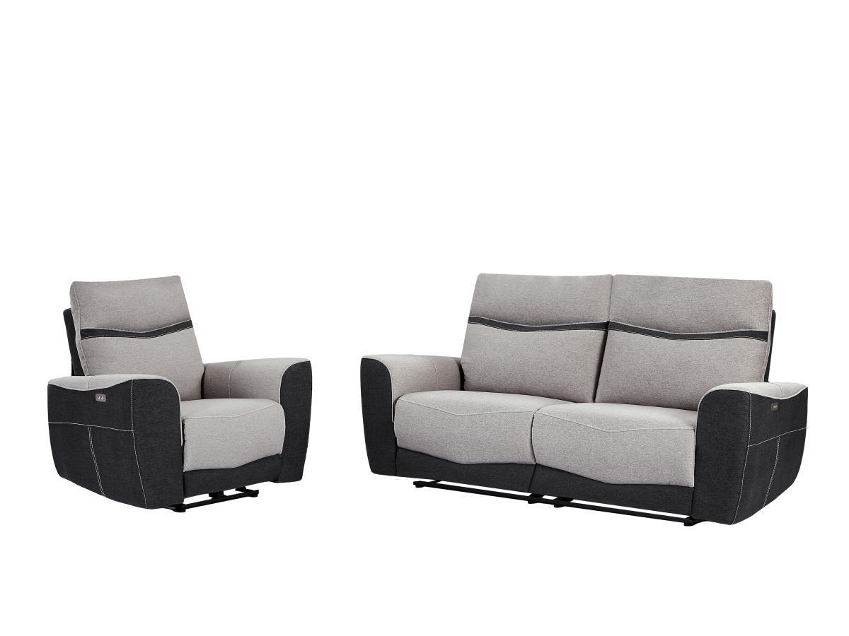 Image of Relaxsofa 3-Sitzer & Relaxsessel elektrisch - Stoff - Grau & Anthrazit - DAMON Relaxsofa 3-Sitzer & Relaxsessel elektrisch - Stoff - Grau & Anthrazit - DAMON