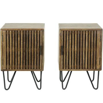 Comodino Tweak in legno di mango sabbia (set di 2)