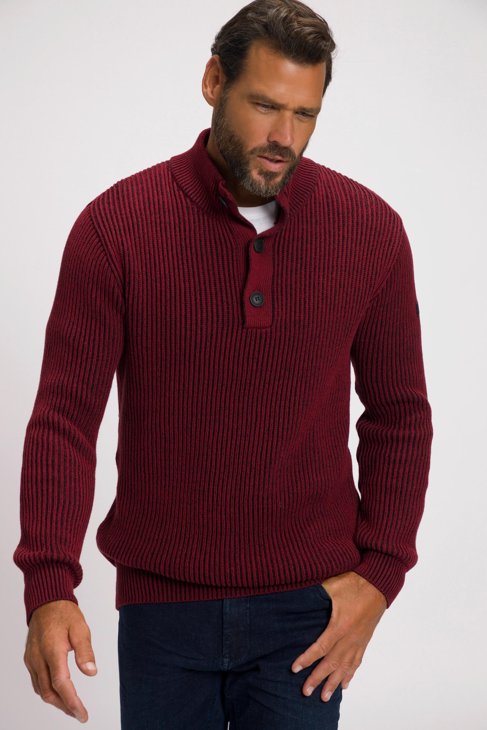 JP1880  Pullover polo dal look vintage con collo alto e abbottonatura 