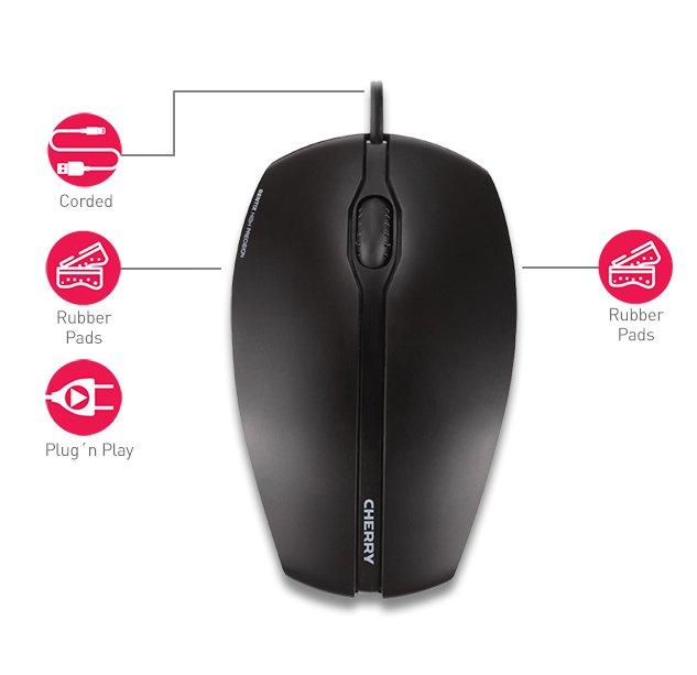 Cherry  GENTIX CORDED ILLUMINATED MOUSE, Souris rétroéclairée, noir, USB 