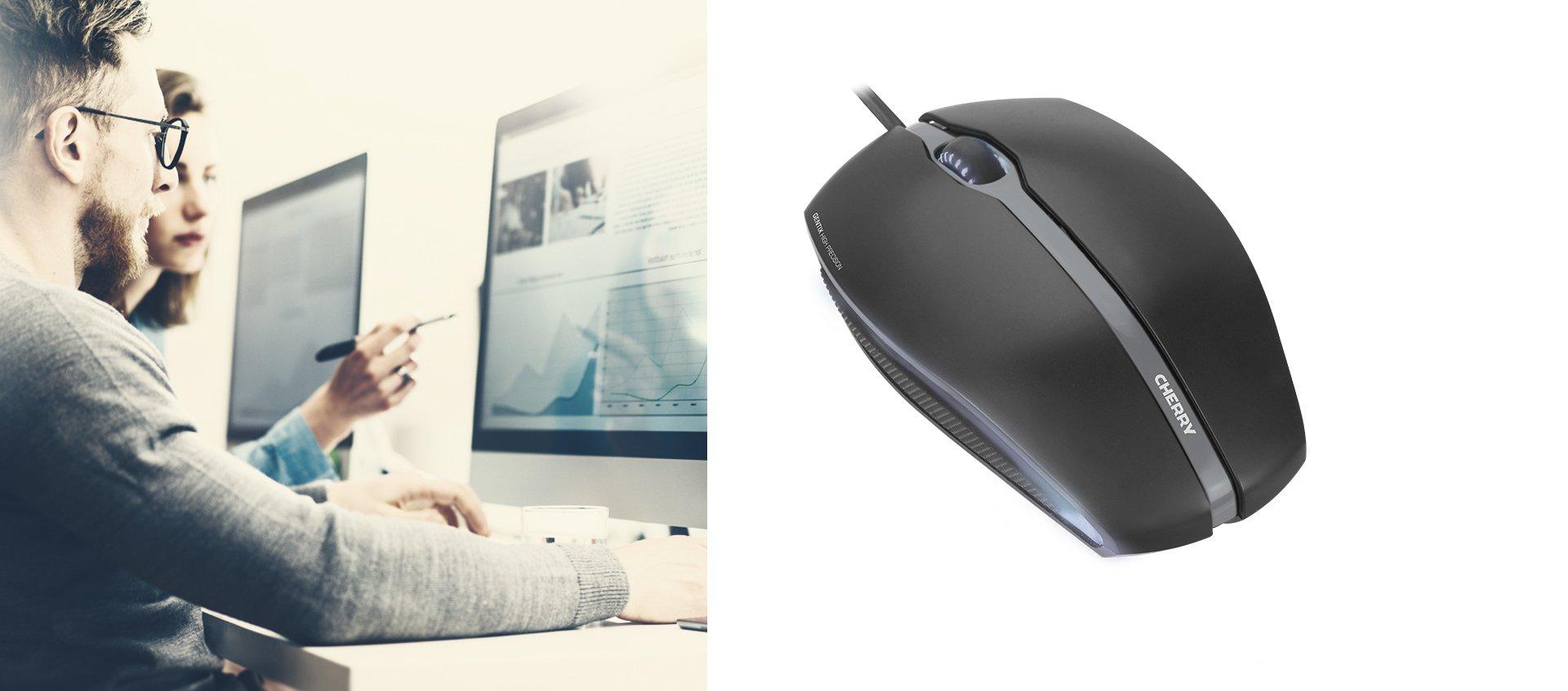 Cherry  GENTIX CORDED ILLUMINATED MOUSE, Souris rétroéclairée, noir, USB 