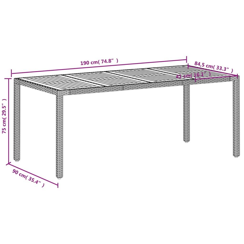 VidaXL Table de jardin rotin synthétique  