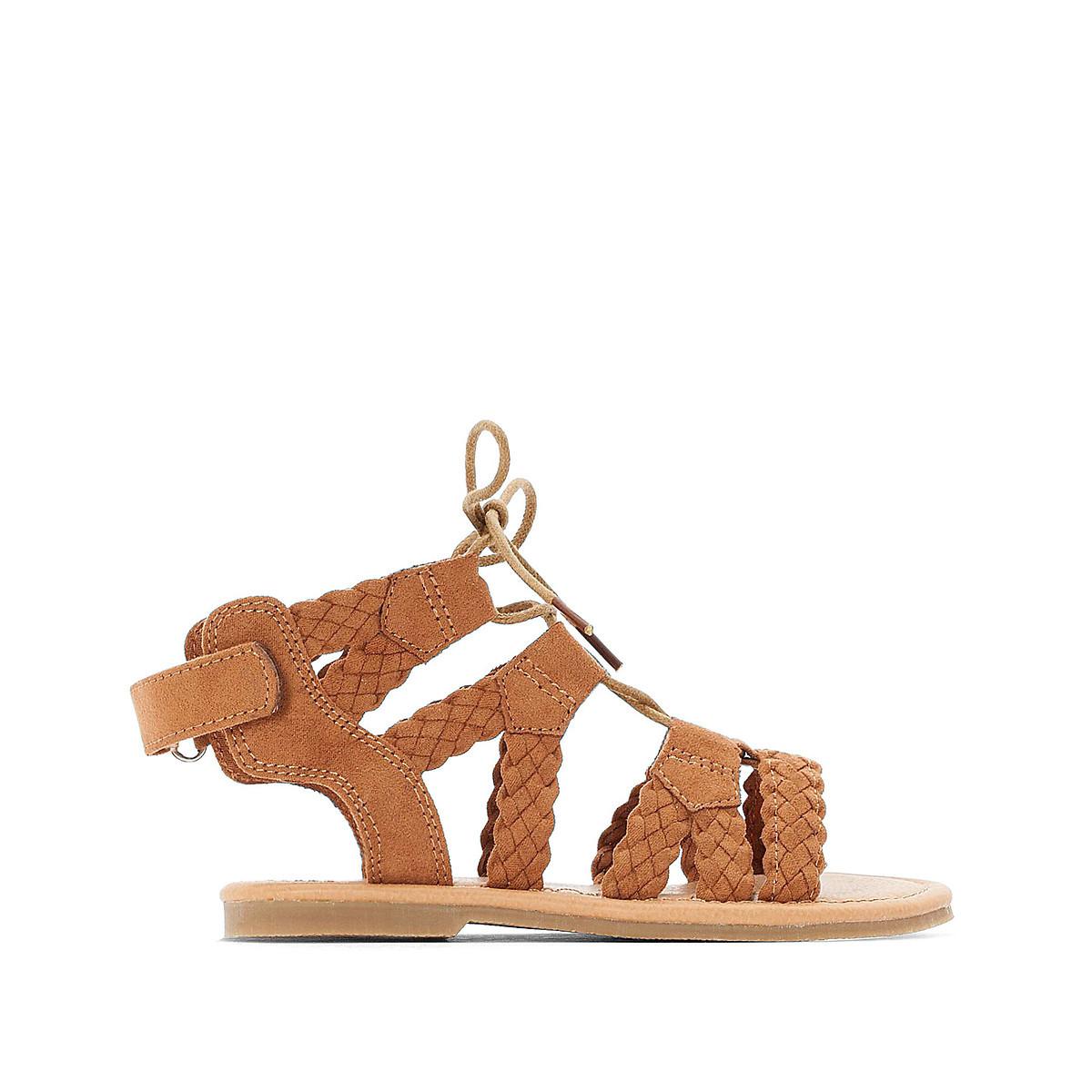 Image of Geflochtene Sandalen Mit Schnürung Damen Braun 29