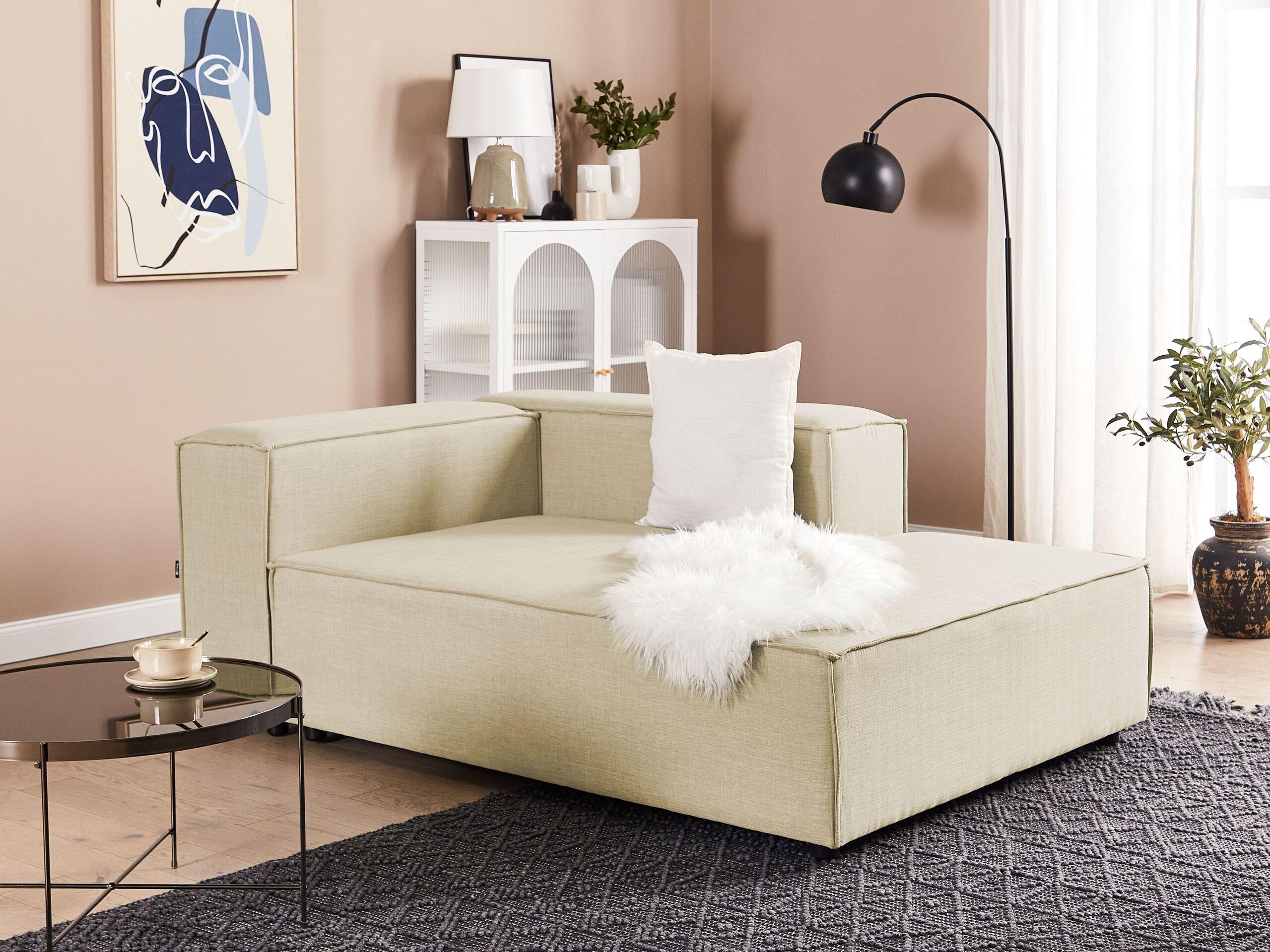 Beliani Chaiselongue aus Leinen Modern APRICA  