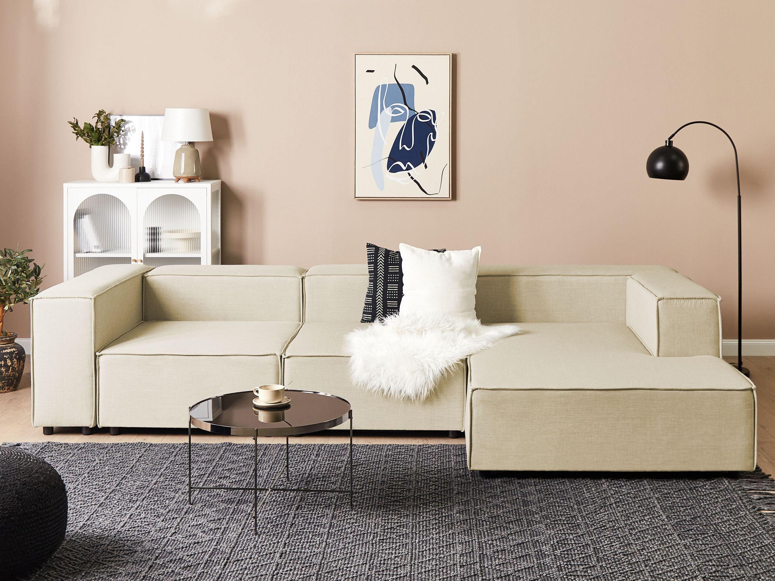 Beliani Chaiselongue aus Leinen Modern APRICA  