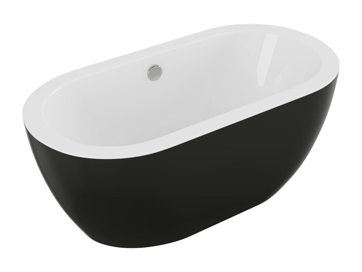 SHOWER DESIGN Freistehende Badewanne - 178 L - 149 x 75 x 58 cm - Schwarz glänzend - Acryl - ADRINA  