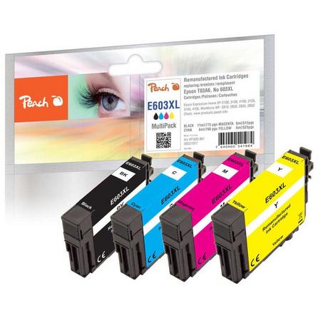 Peach  PI200-861 cartouche d'encre 4 pièce(s) Compatible Rendement élevé (XL) Noir, Cyan, Magenta, Jaune 