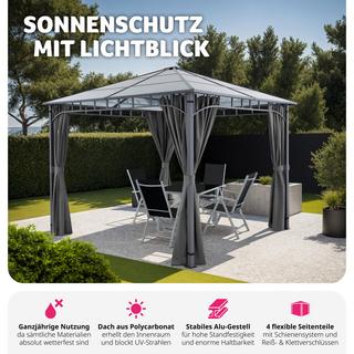 Tectake Gartenpavillon lichtdurchlässiges Dach aus Polycarbonat-Platten  