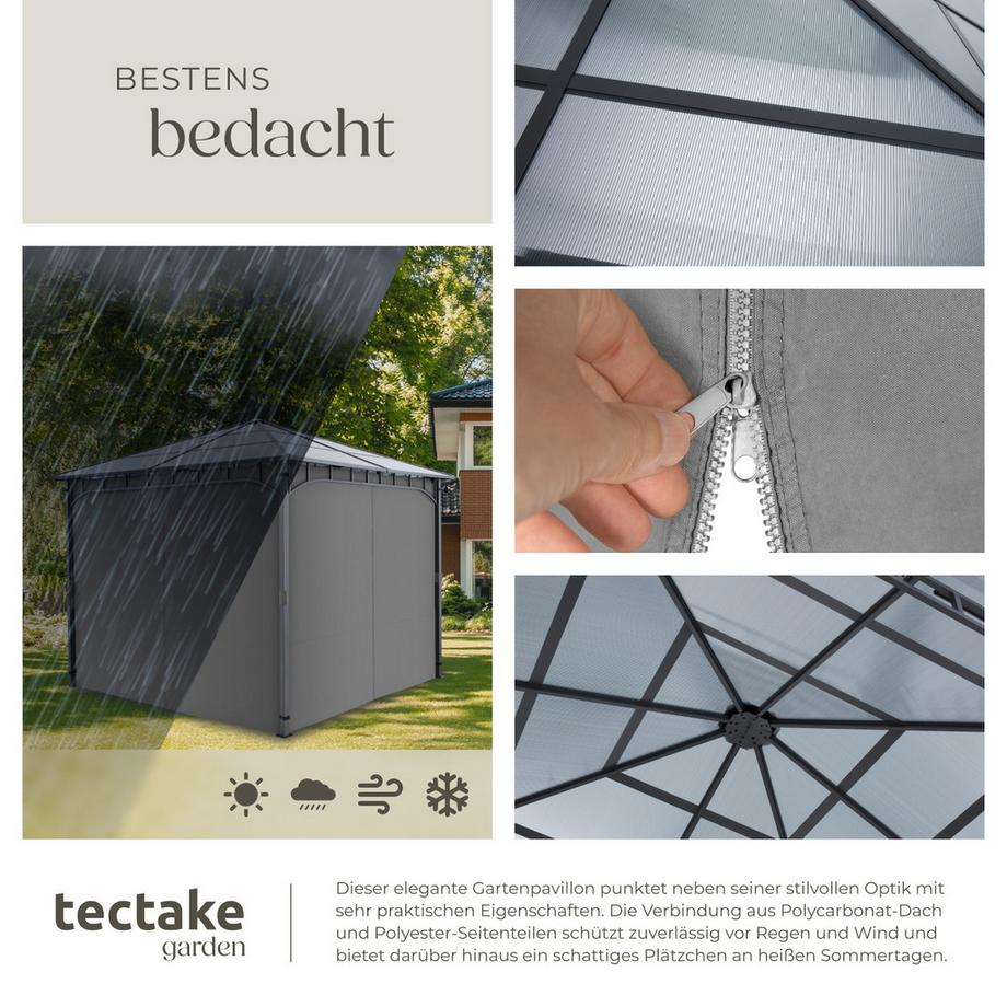 Tectake Gartenpavillon Caracas mit Aluminiumgestell, pulverbeschichtet wetterfest  