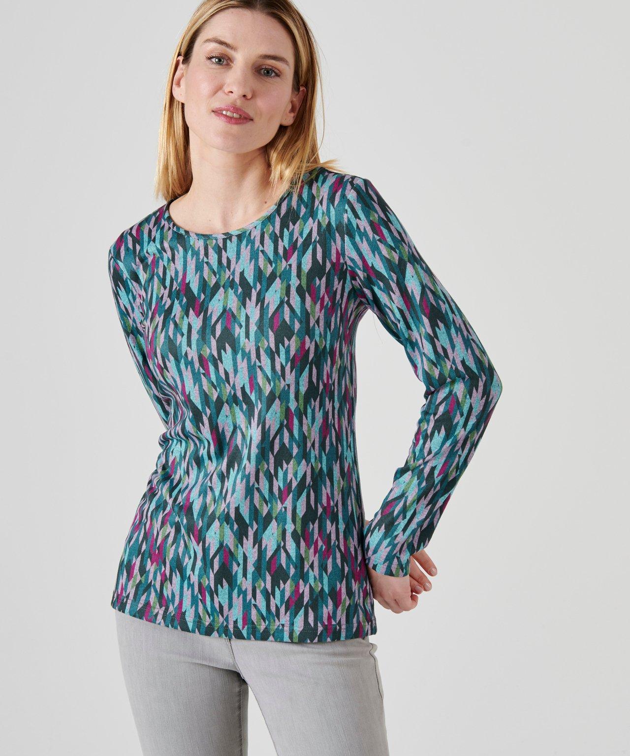 Image of Shirt Aus Warmem Strick Mit Grafischen Motive. Damen Grün 34/36