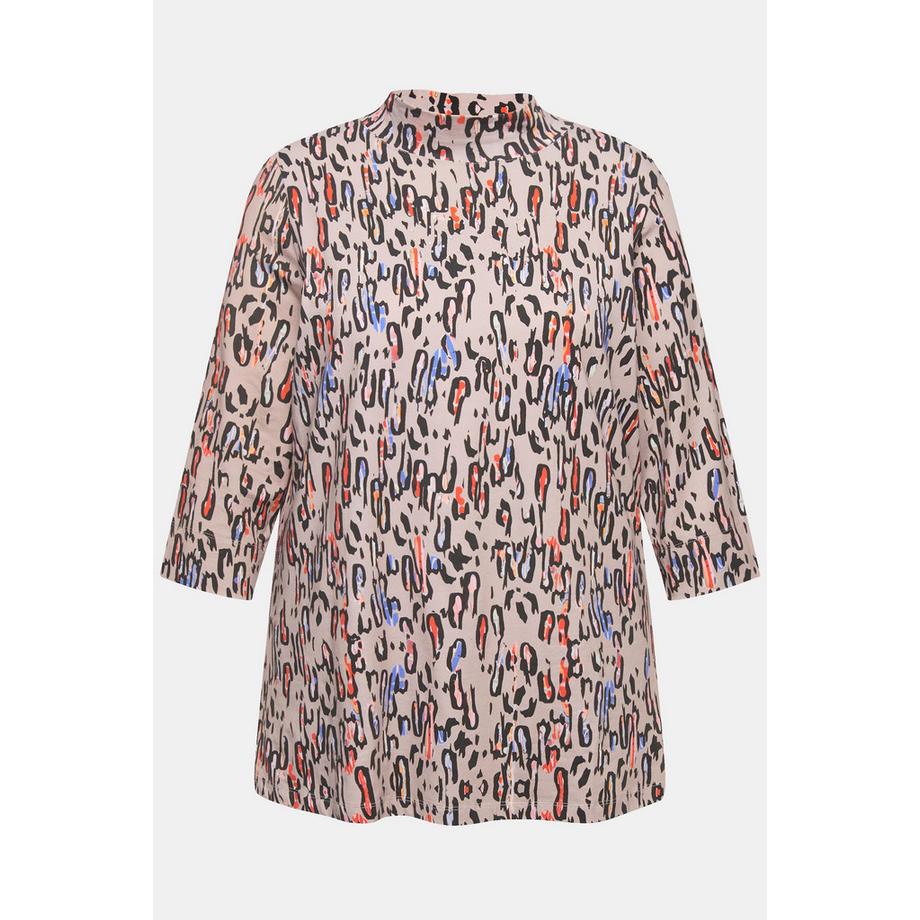 Ulla Popken Maglia Classica Stampata con Applicazioni Collo Alto Maniche 3/4  