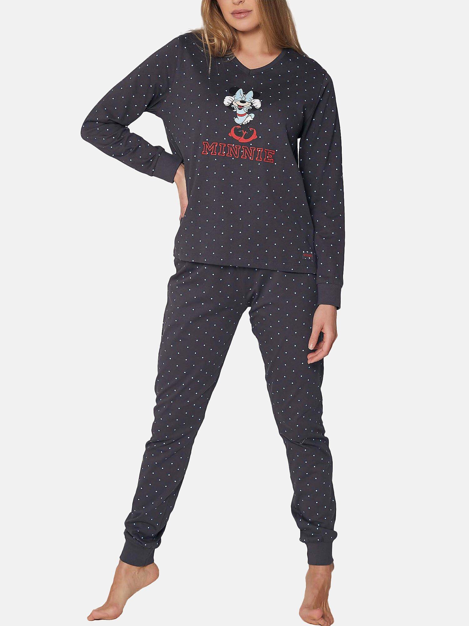 Image of Pyjama Hausanzug Oberteil Und Hose Minnie Shy Disney Damen Grau S