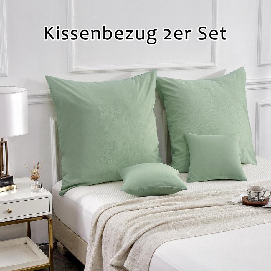 Alopini  Kissenbezug 2er Set - Kissenbezüge aus gewaschener Baumwolle mit einer Optik und einem atmungsaktiven Kissenbezug 