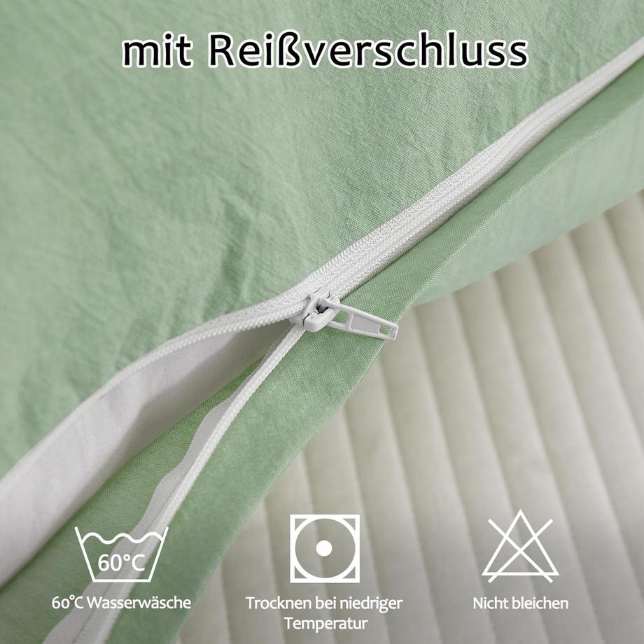 Alopini  Kissenbezug 2er Set - Kissenbezüge aus gewaschener Baumwolle mit einer Optik und einem atmungsaktiven Kissenbezug 