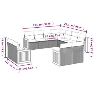 VidaXL Ensemble de canapés de jardin rotin synthétique  