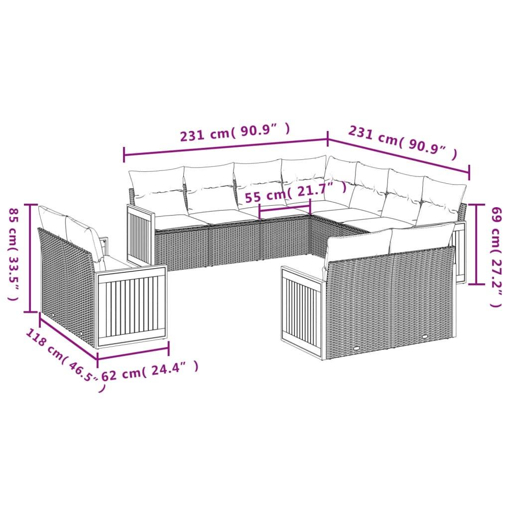 VidaXL set divano da giardino Polirattan  