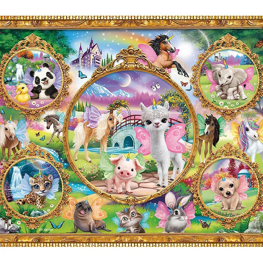 Schmidt  Puzzle Animal Club, Einhorn-Tierwelt (100Teile) 