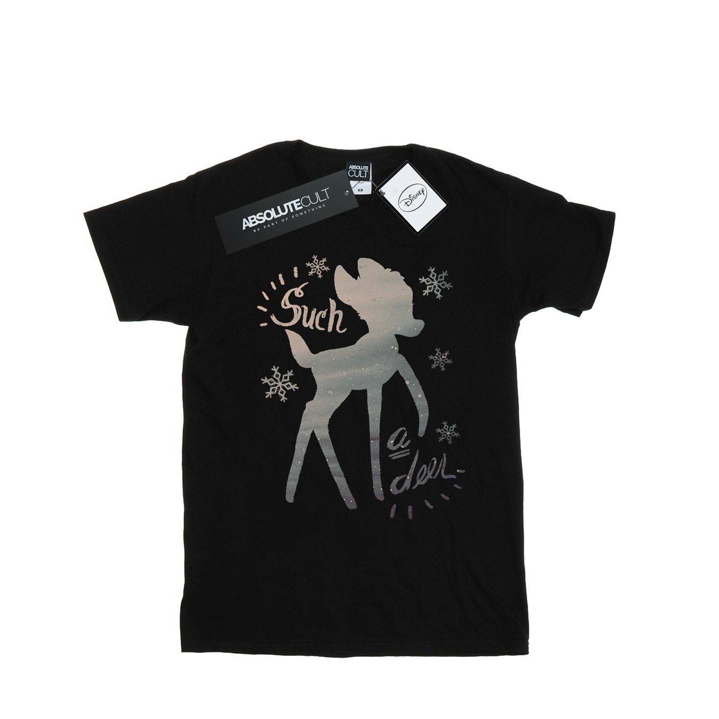 Image of Bambi Winter Deer Tshirt Unisex Schwarz 128