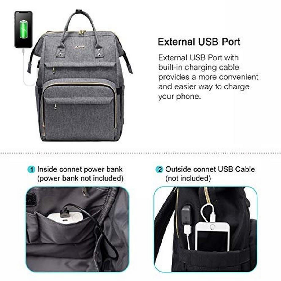 Only-bags.store Laptop Rucksack 17 Zoll Wasserdicht mit Henkel USB Ladeanschluss Gross  