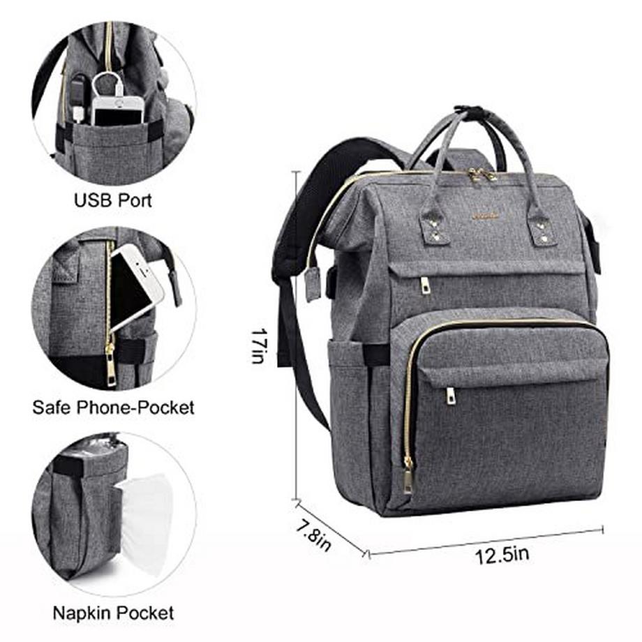 Only-bags.store Laptop Rucksack 17 Zoll Wasserdicht mit Henkel USB Ladeanschluss Gross  