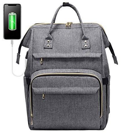 Only-bags.store Zaino per laptop 17 pollici impermeabile con maniglia porta di ricarica USB grande  