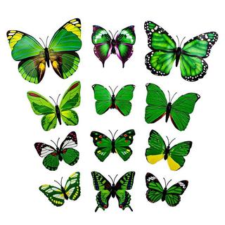 eStore 13pcs papillons en papier 3D décoratifs verts pour les murs  