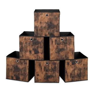 Northix Scatola portaoggetti in tessuto effetto legno, confezione da 6  