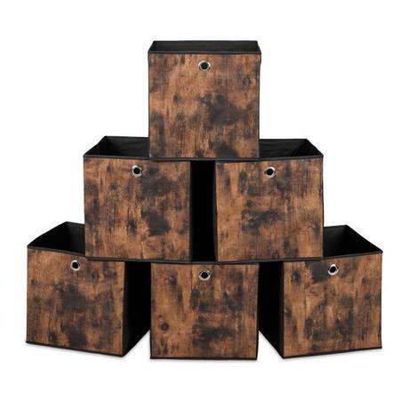 Northix Scatola portaoggetti in tessuto effetto legno, confezione da 6  