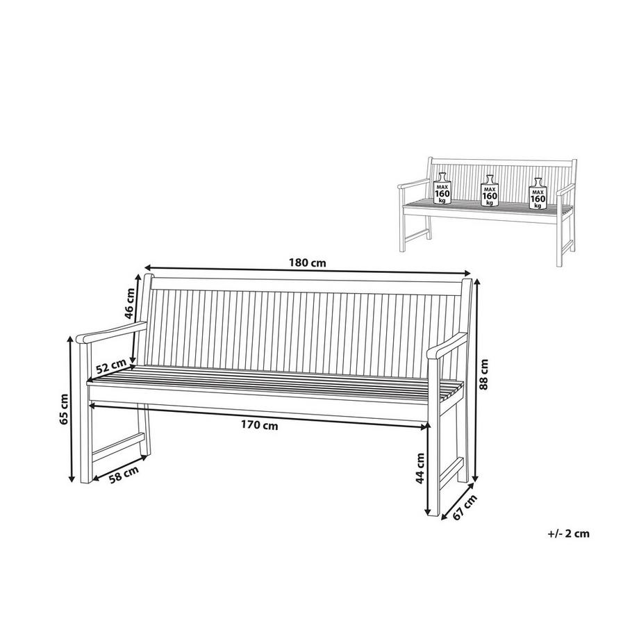 Beliani Panchina da giardino en Legno d'acacia certificato FSC® Classico VIVARA  