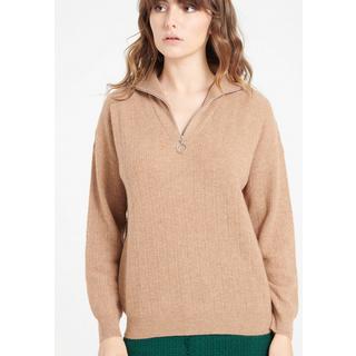 Studio Cashmere8  LILLY 28 Pullover mit Schornsteinkragen und Reißverschluss - 100% Kaschmir 