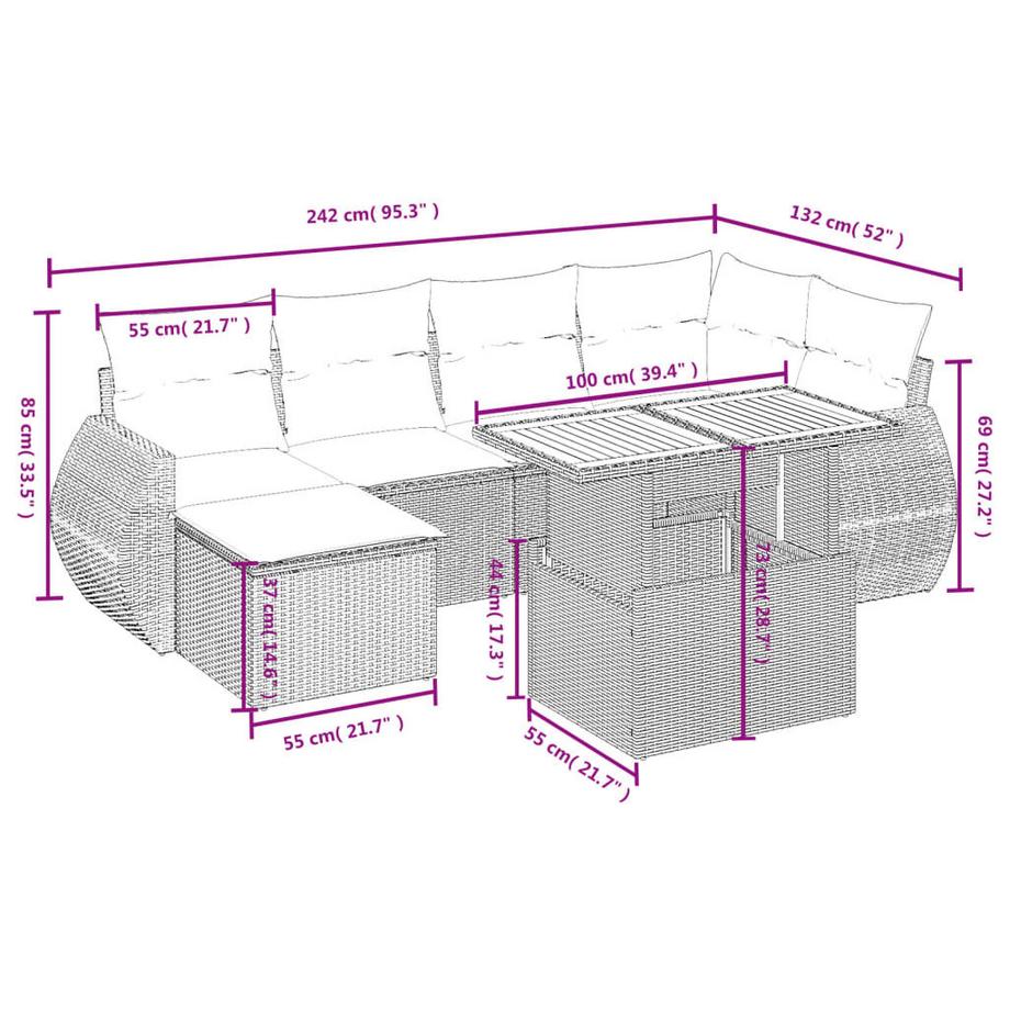 VidaXL set divano da giardino Polirattan  