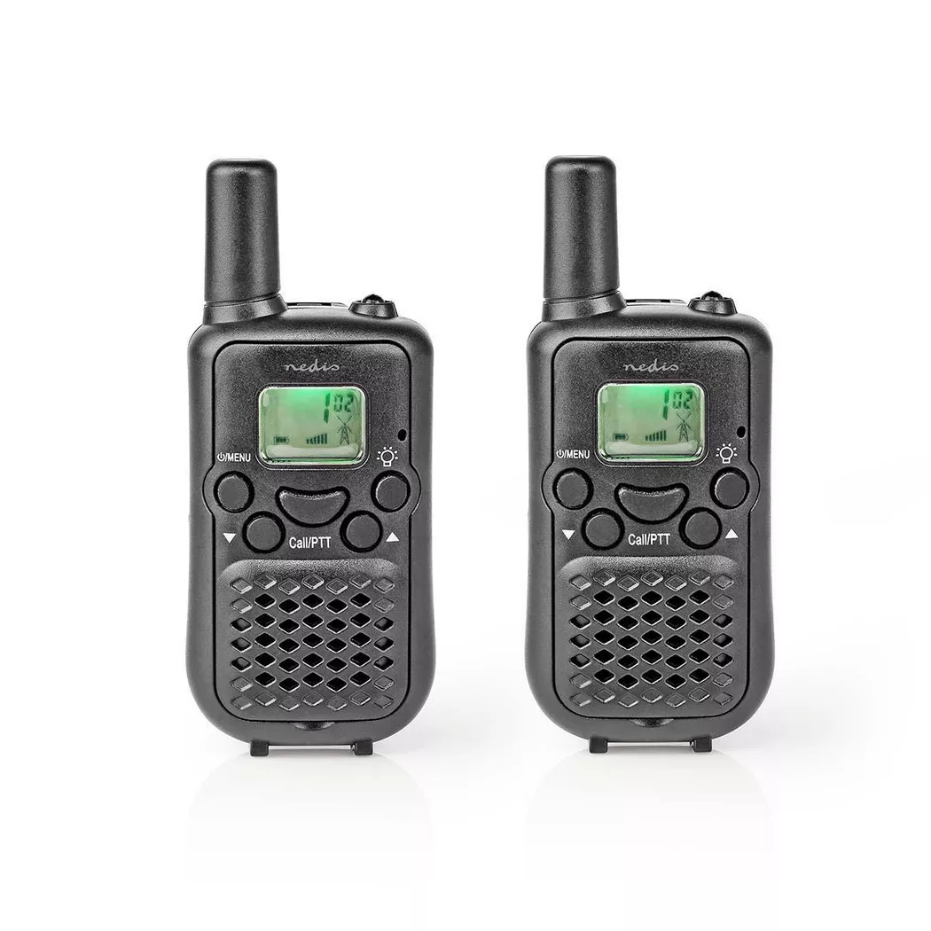Nedis Walkie Talkies for Adults Long Range Two Way Radios - PMR Walky Talky PTT VOX Easy to Use 8 Ch | 5km | 2.5 Hour | Black