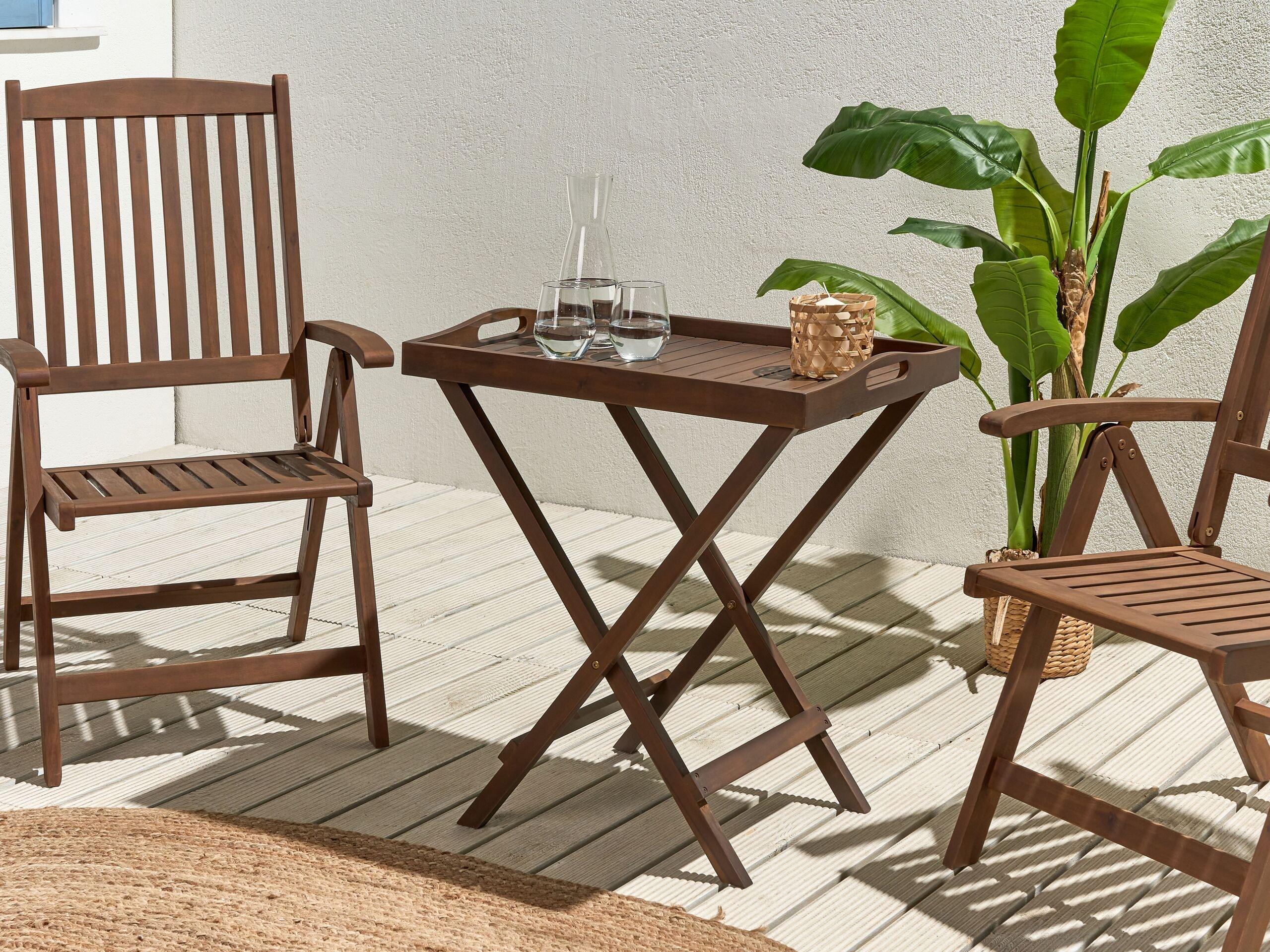 Beliani Table d'appoint pour le jardin en Acacia Rustique AMANTEA  