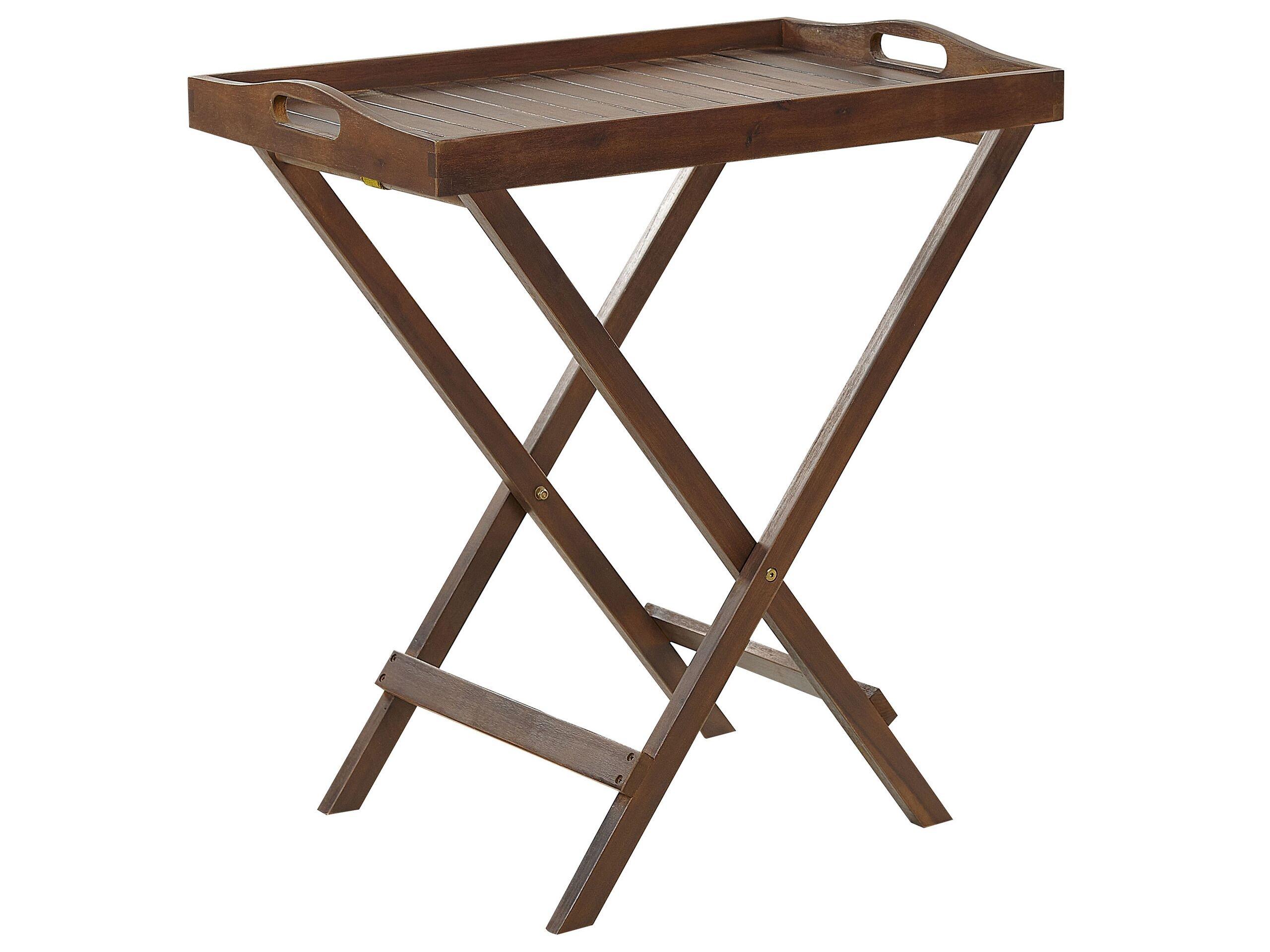 Beliani Table d'appoint en Acacia Rustique AMANTEA  