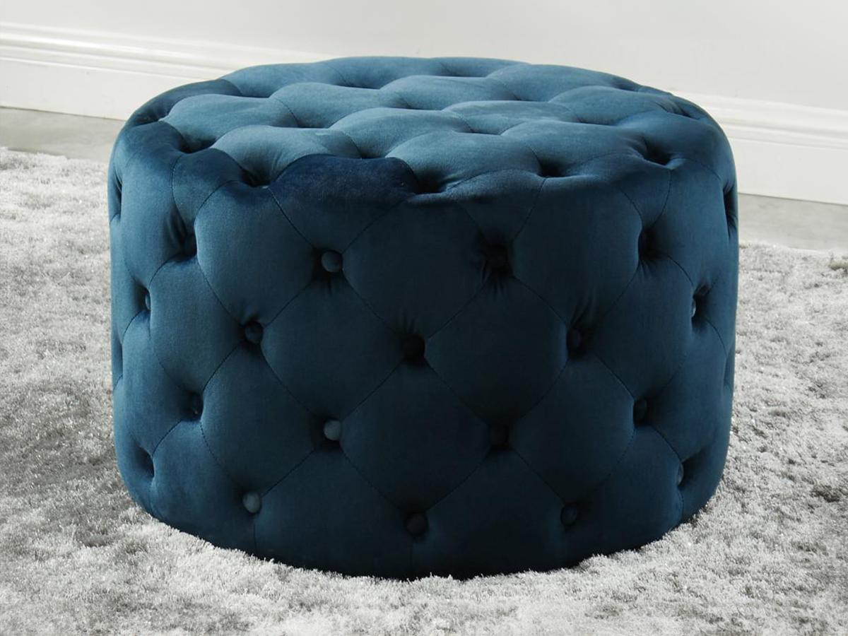 Vente-unique Pouf FOURCA in velluto Blu notte  