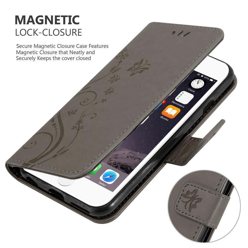 Cadorabo  Housse compatible avec Apple iPhone 6 / 6S - Coque de protection au design floral avec fermeture magnétique, fonction de support et emplacements pour cartes 