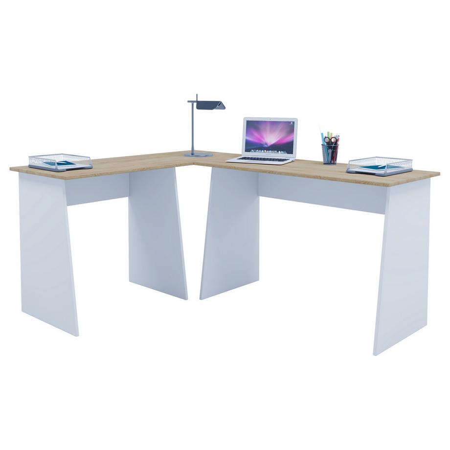Computertisch | Eckschreibtisch | Maße Gesamtset ca. H. 74 x B. 135 x T. 105 cm | stylische Seitenteile | Schreibtisch – Masola