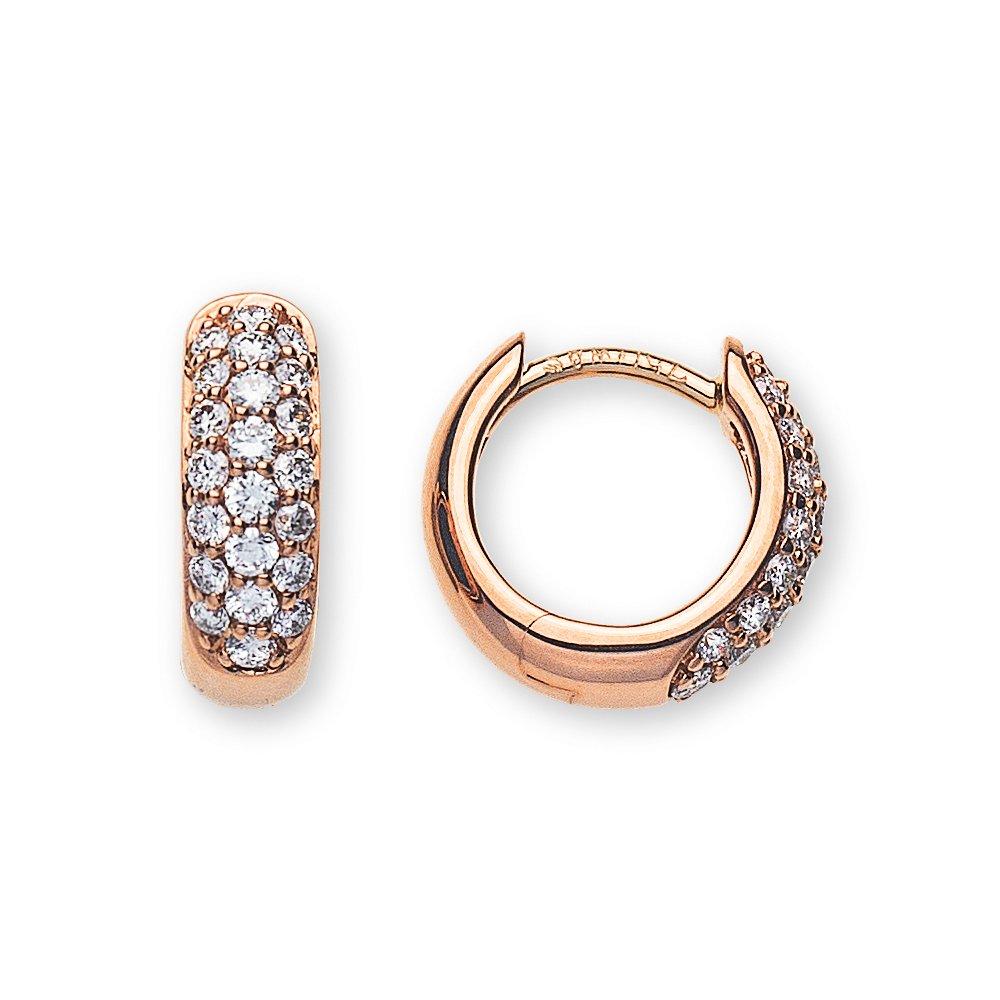 Image of Creolen Rotgold 750 Brillanten 0.36ct. Scharnier 11mm Damen Gold ONE SIZE