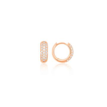 Créole en or rose 750 diamants 0,36ct. Charnière 11mm