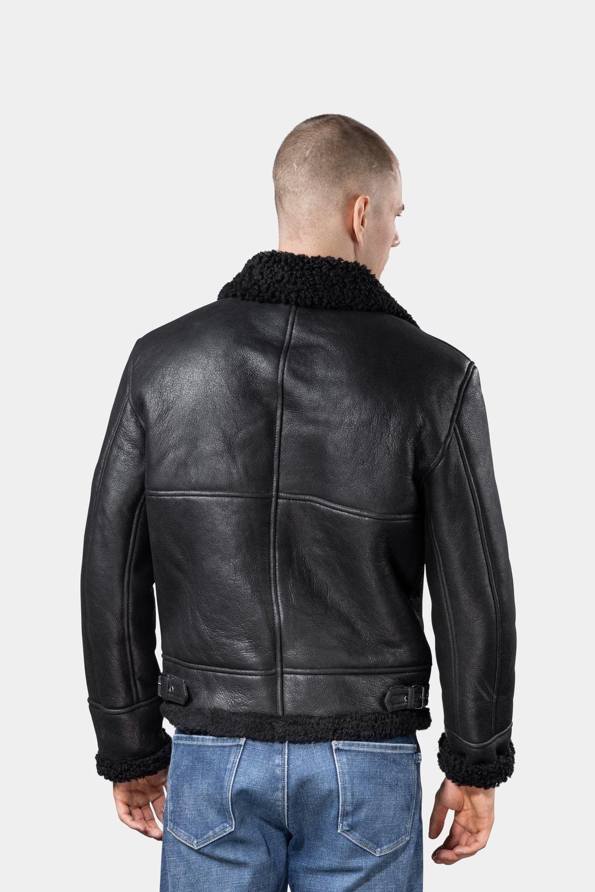 GÖTTIG.  Blouson en cuir Shearling Aviator B3 - Noir 