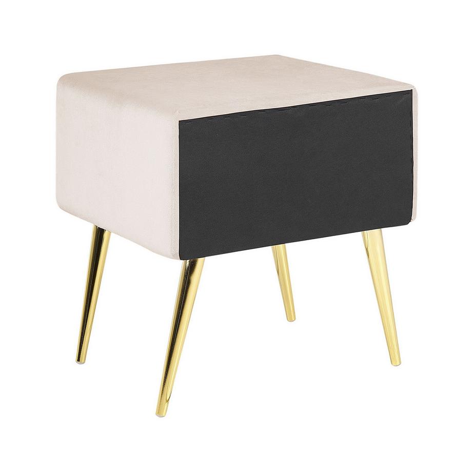 Beliani Nachttisch mit 1 Schublade aus Samtstoff Glamourös FLAYAT  