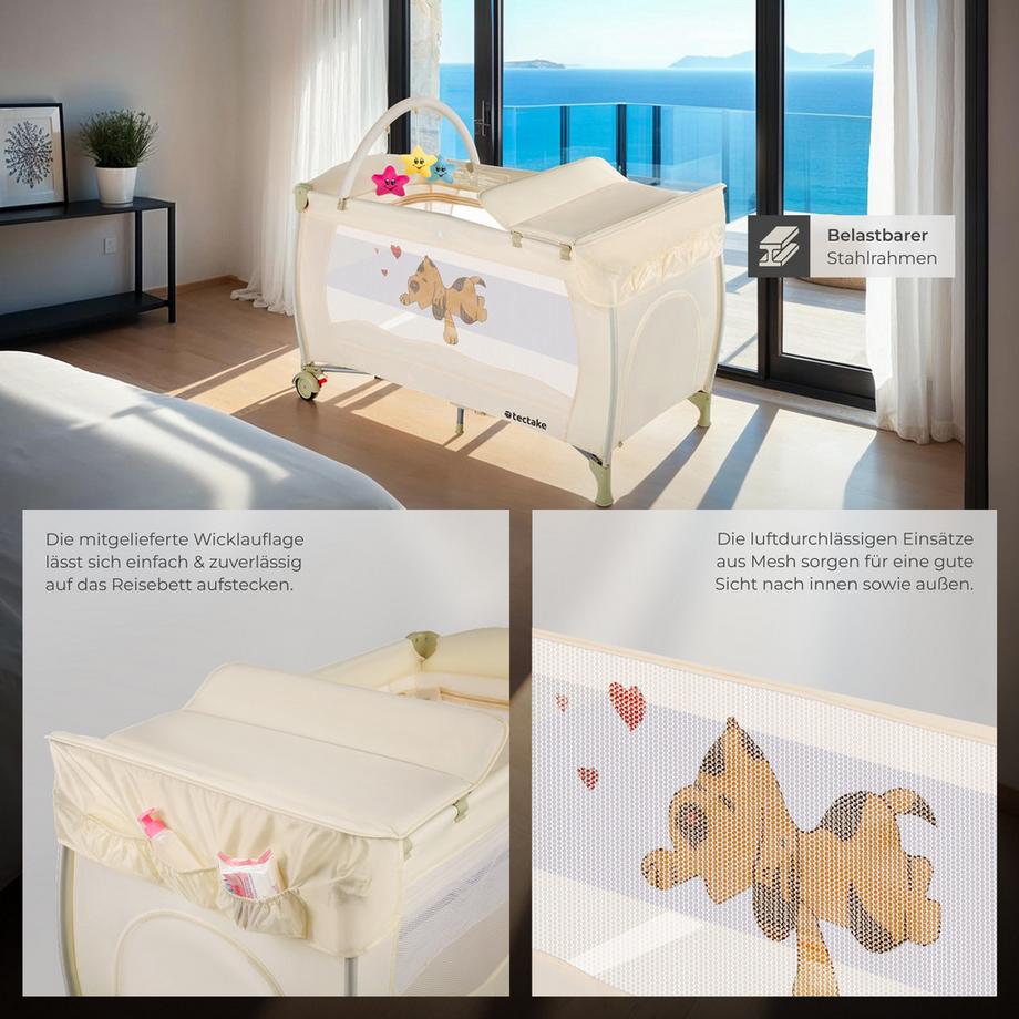 Tectake  lettino da viaggio con fasciatoio 