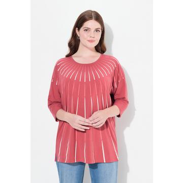 Maglia dal taglio oversize in cotone biologico con scollo a girocollo e maniche a 3/4