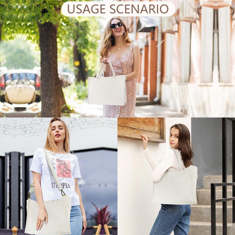 Only-bags.store Canvas Tragetasche Grosse Umhängetasche Shopper mit breitem Riemen  