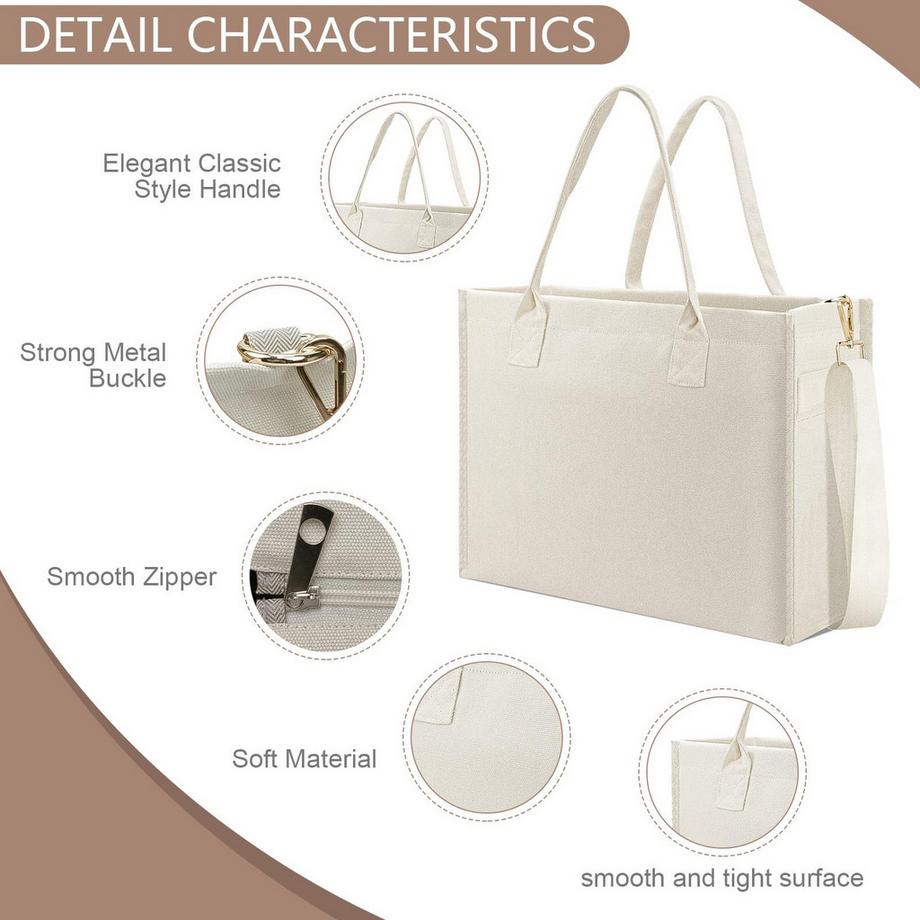 Only-bags.store Canvas Tragetasche Grosse Umhängetasche Shopper mit breitem Riemen  